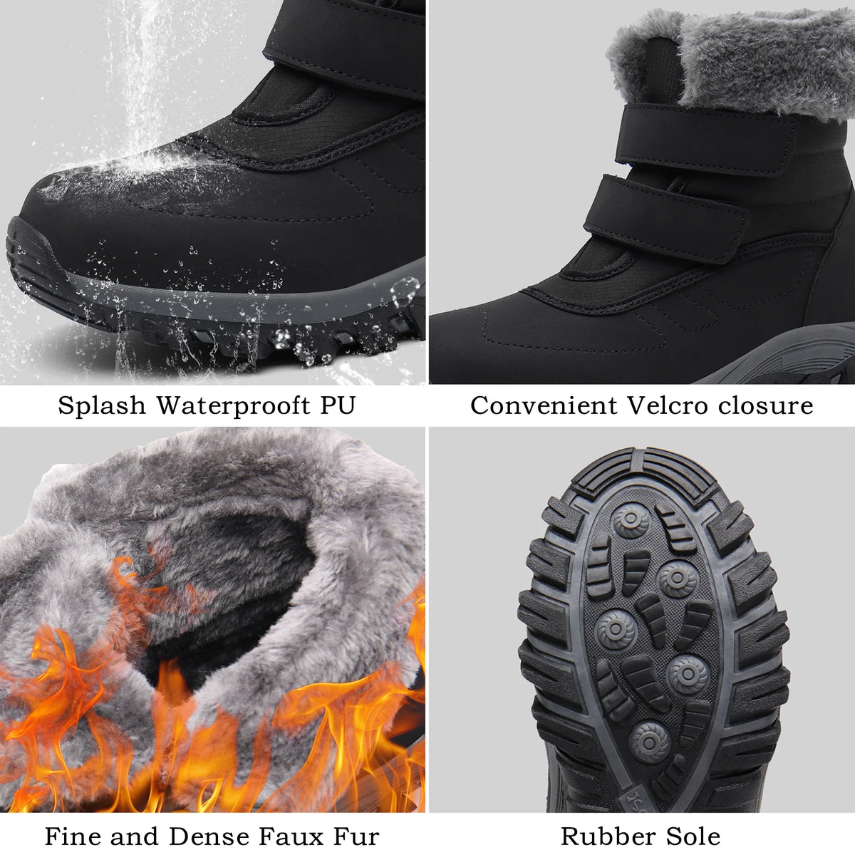 Women's Winter Snow Boots Faux Fur Lined Waterproof Outdoor Booties Q8032
