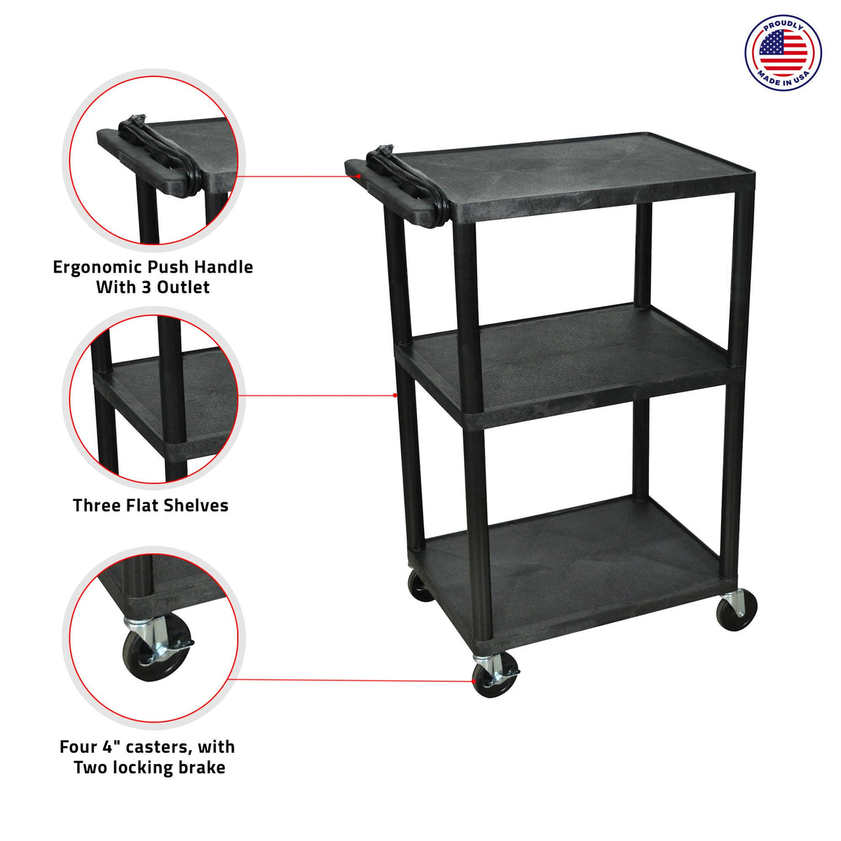 Black 42x22 Presentation Cart T7521