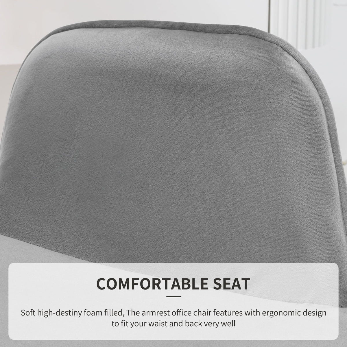 Grey Velvet Upholstered Desk Chair K365