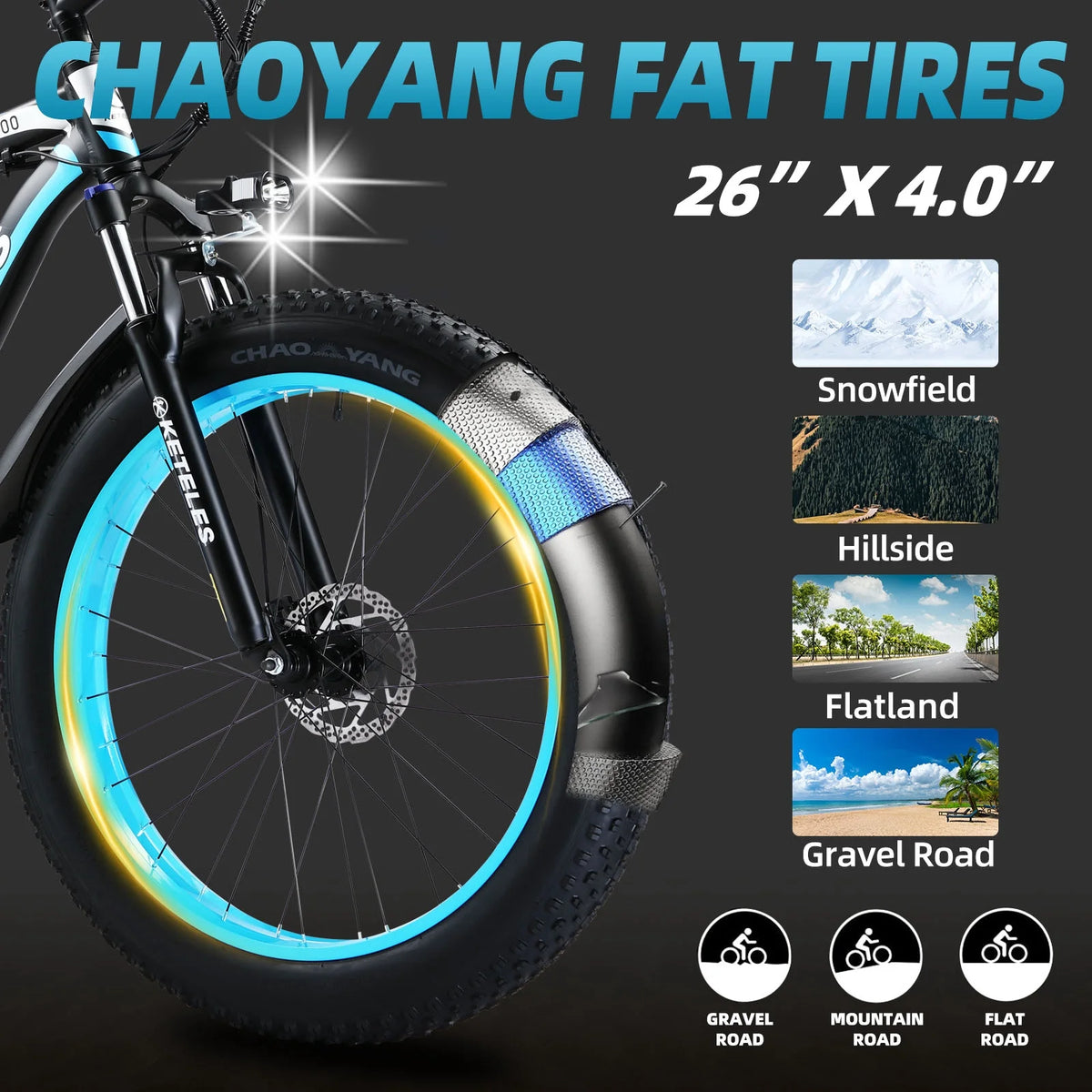 750W Electric Mountain Bike 26" Fat Tire Removable Battery Z66369