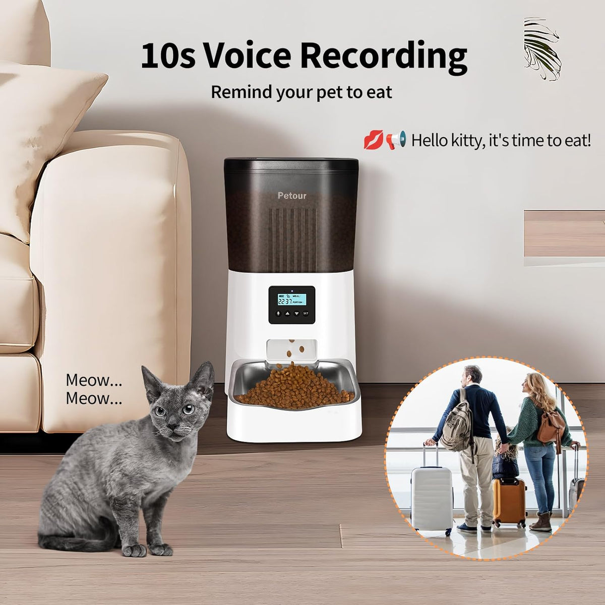 Automatic Cat Feeder with Stainless Steel Bowl M2073