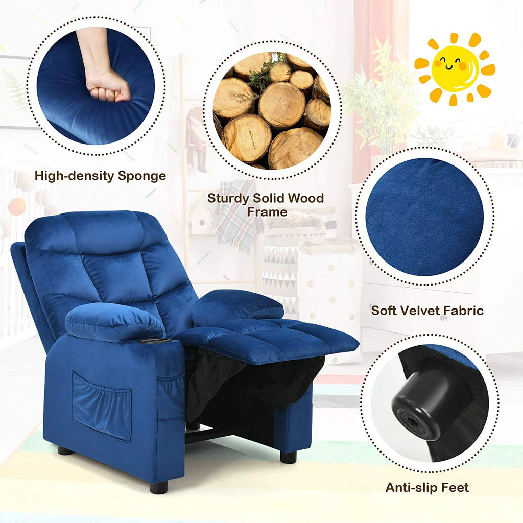 Kids Recliner Chair with Cup Holder A336