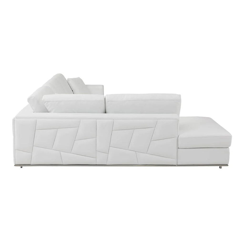 White Italian Top Grain Leather Sectional M3207