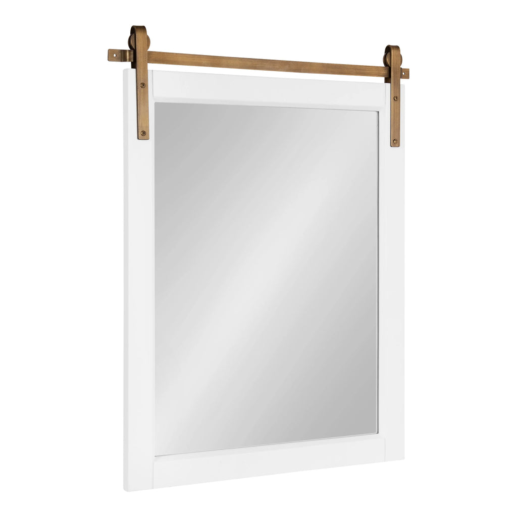 White and Antique Gold Wood Framed Wall Mirror C639818