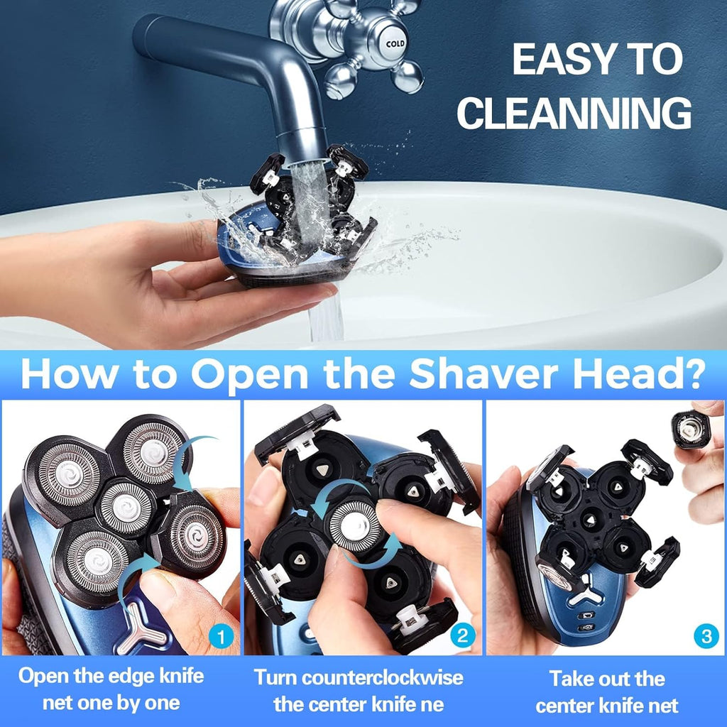 5 in 1 Cordless Waterproof Electric Rotary Head Shaver D766