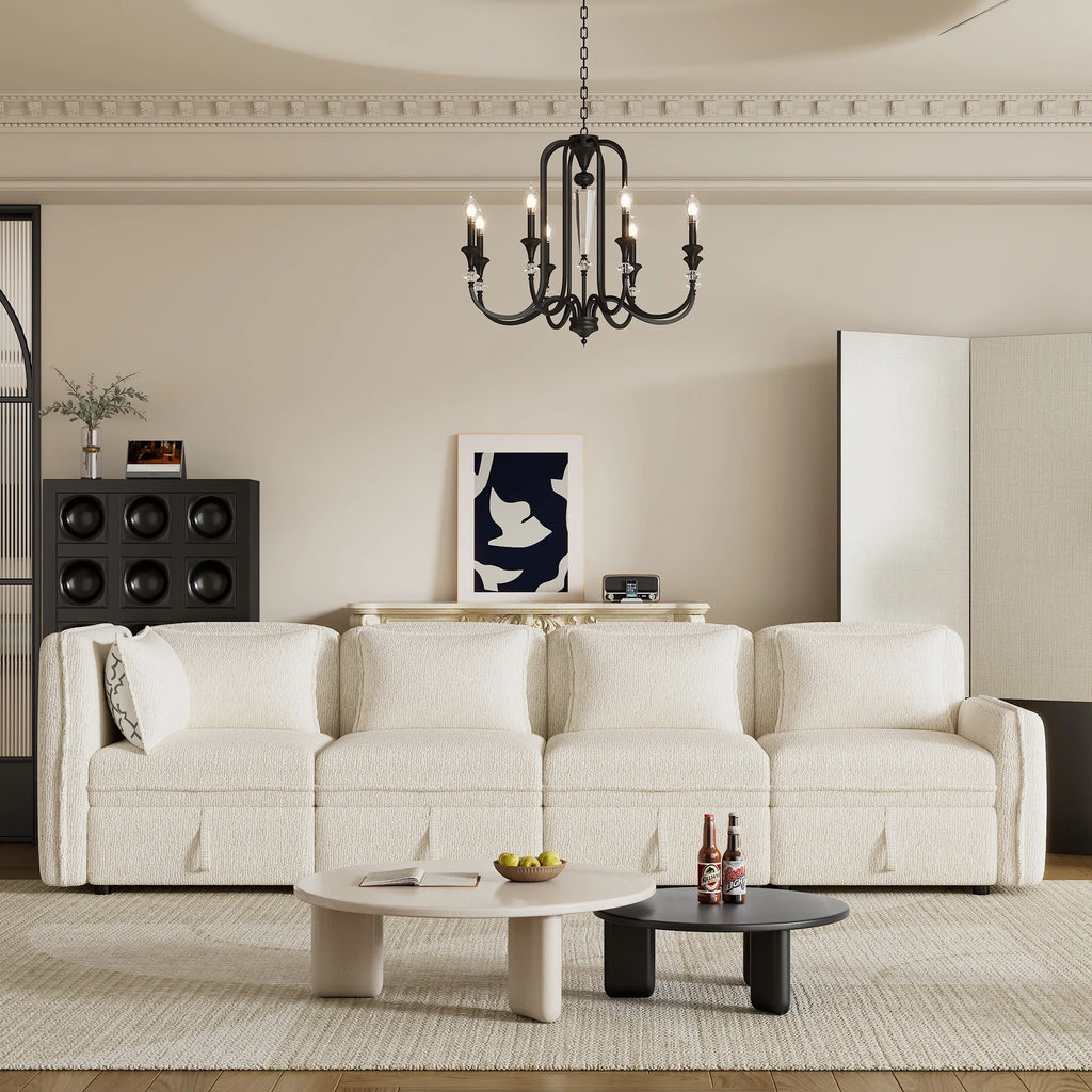 Oversized Chenille Sectional Sofa with Storage N73754