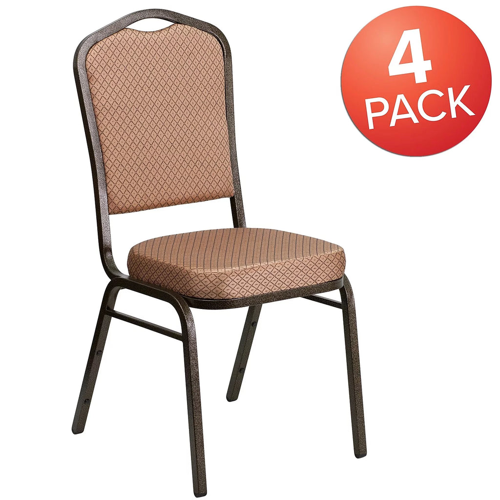 4 Pack Gold Diamond Patterned Fabric Stacking Banquet Chair C398