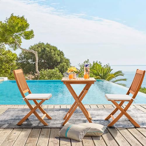 3 Piece Acacia Wood Folding Patio Bistro Set E18956