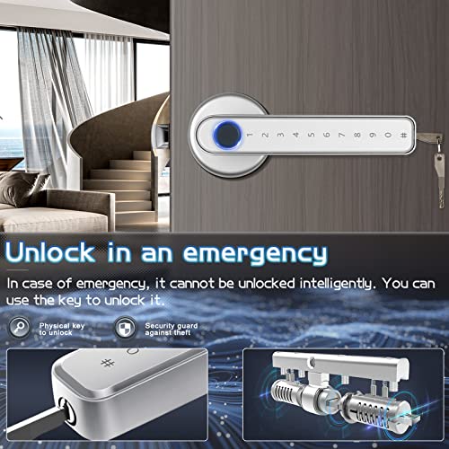 Silver Keyless Entry Door Lock with Handle B488