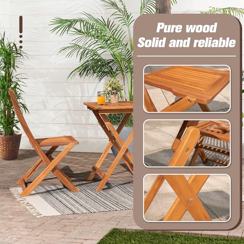 3 Piece Acacia Wood Folding Patio Bistro Set E18956