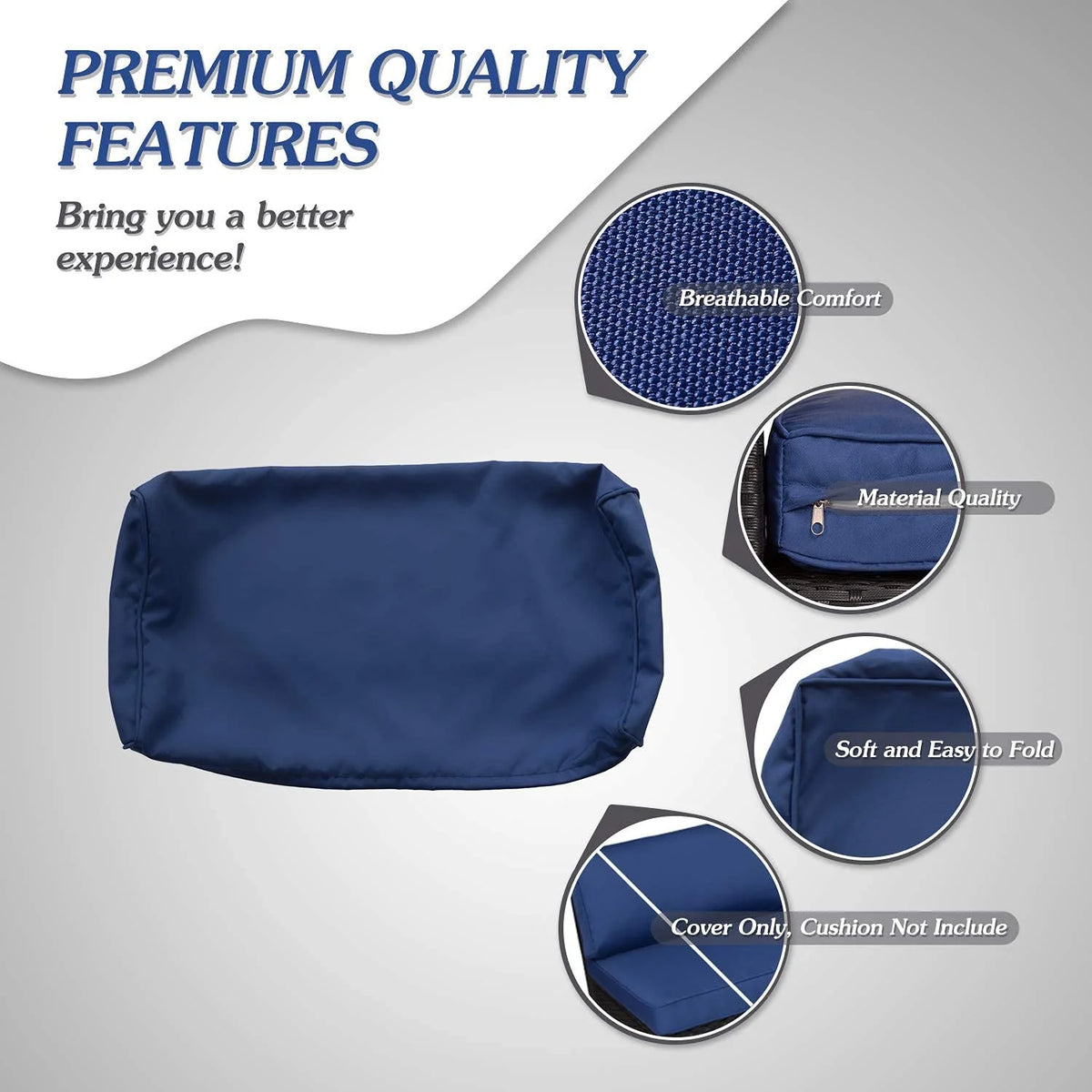 7 Pcs Outdoor Patio Wicker Sofa Chair Cushions Pillow Replacement Covers, Dark Blue D91045