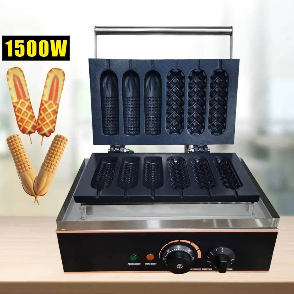 6 PCS Non Stick Stainless Steel Electric Waffle Maker 1500W V730