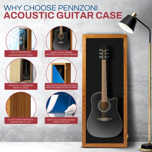 Natural Oak Acrylic Acoustic Guitar Wall Display Case Y48508