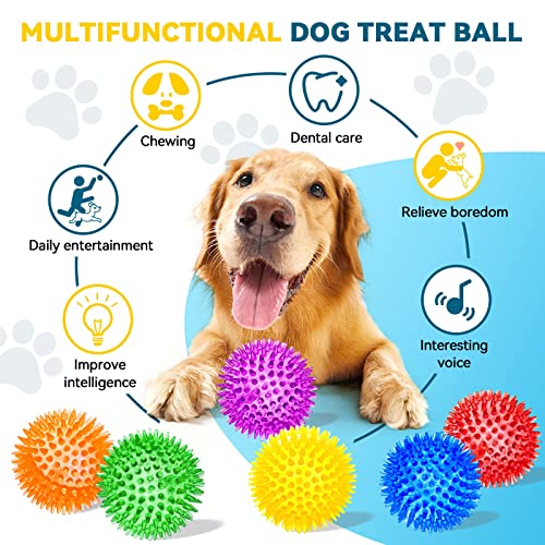4.5'' Squeaky Dog Toy Balls, Spiky Dog Balls, Durable Puppy Chew Toys, BPA Free Non-Toxic (Purple) F327653