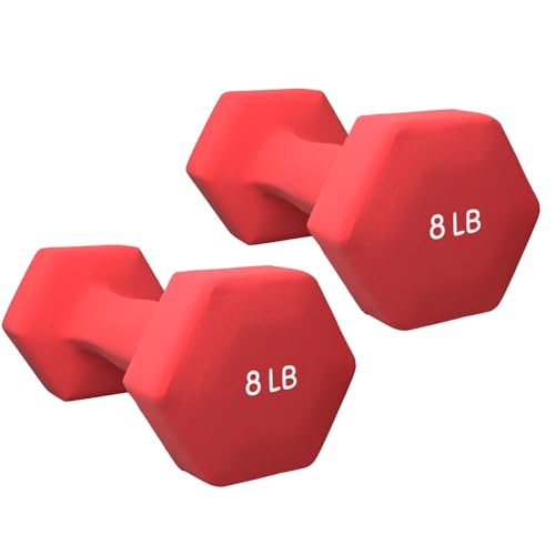 Neoprene Coated Dumbbell Hand Weight Pairs, 2LB, 4LB, 6LB, 8LB Y216573