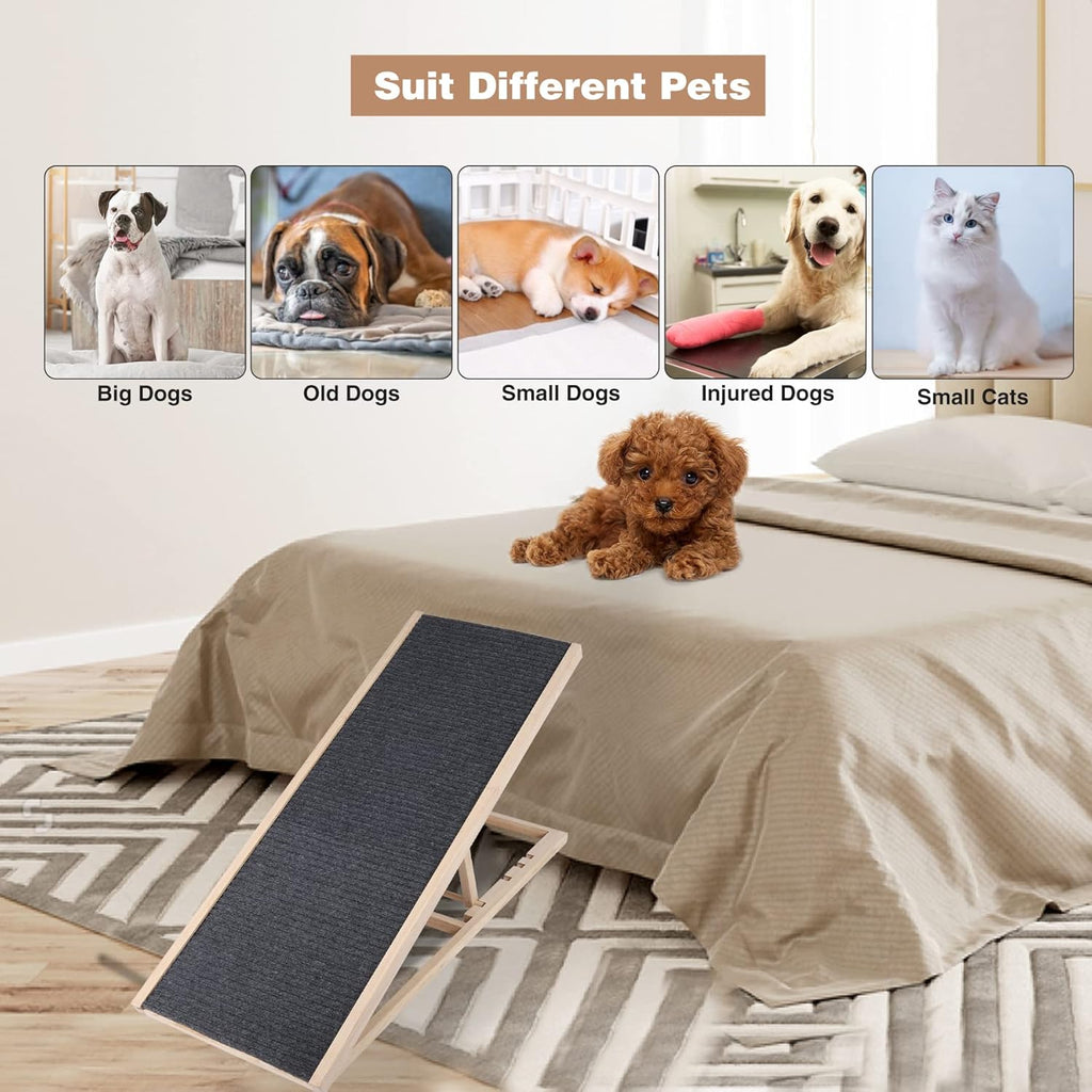 Wooden Pet Ramp with Non Slip Carpet Surface R84826