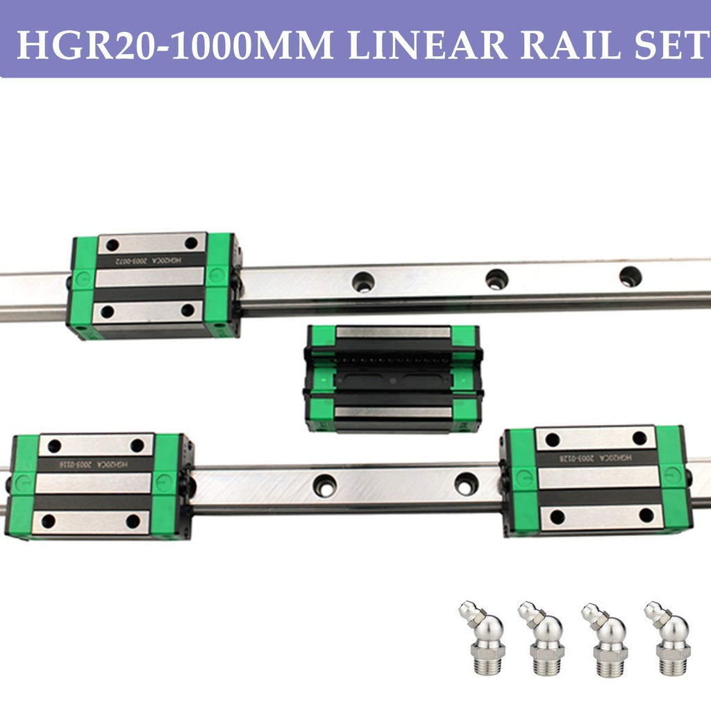 Linear Rail 2X HGR20-1000mm Slide Guideway + 4X HGH20CA Bearing Block Carriage for DIY CNC U5132