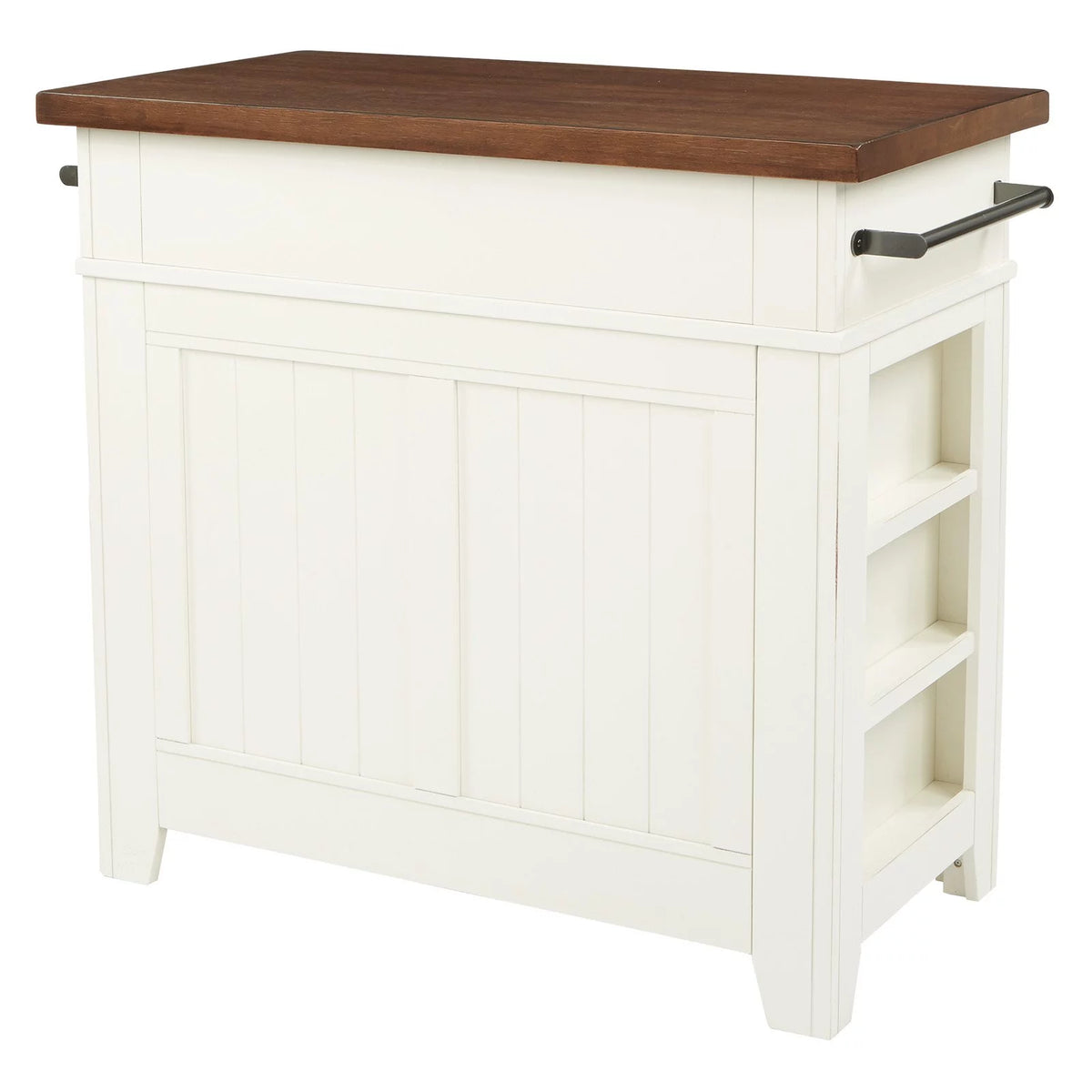 Black Kitchen Island with Vintage Oak Top Y5613