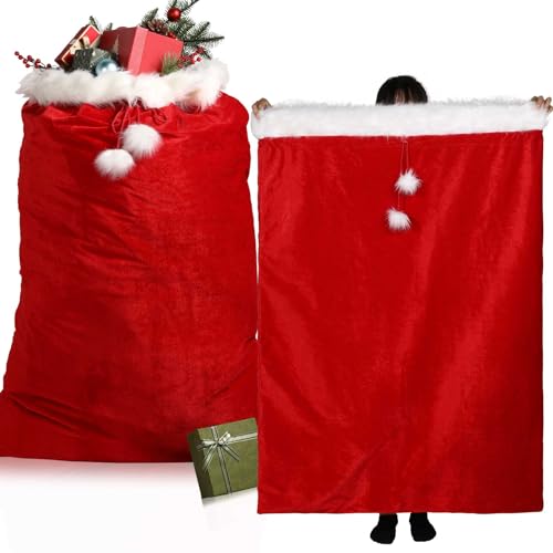 2 Pcs 56 x 36 Inch Extra Large Velvet Santa Gift Bag with Drawstring V75624