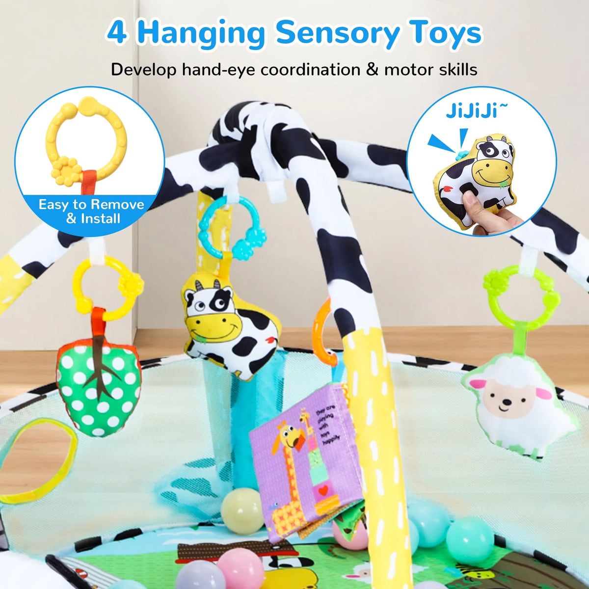 Baby Play Mat with 4 Hanging Toys 30 Balls I495