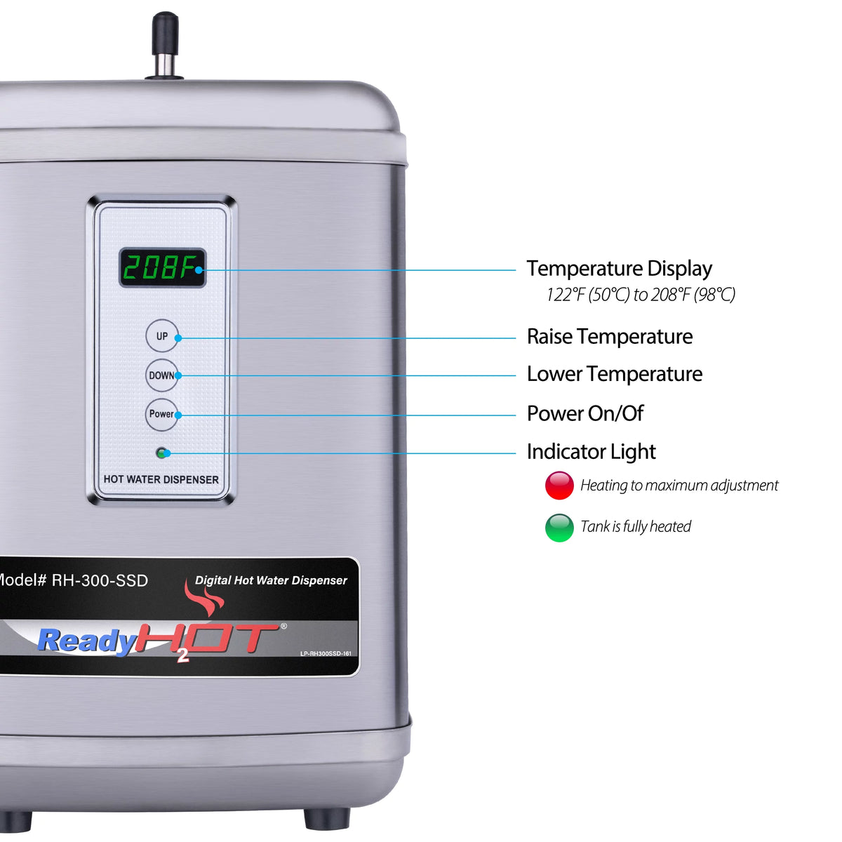 Digital Hot Water Dispenser 1300W with Brushed Nickel 2 Handle Faucet G309583