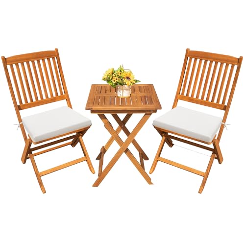 3 Piece Acacia Wood Folding Patio Bistro Set E18956