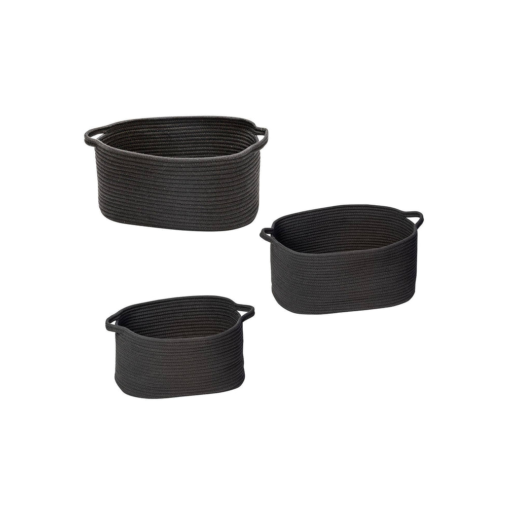 Black Cotton Coil Baskets Set of 3 E460230