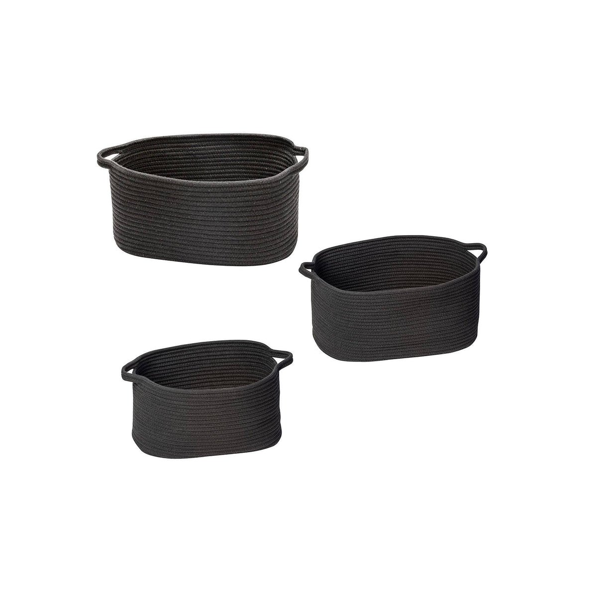 Black Cotton Coil Baskets Set of 3 E460230