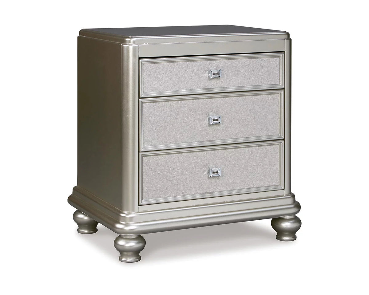 Silver 3 Drawer Nightstand A645