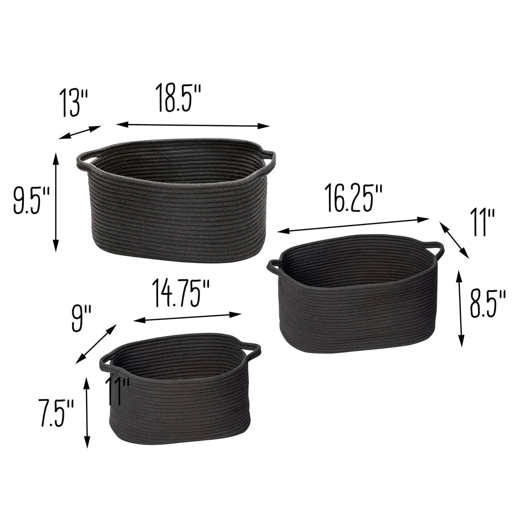 Black Cotton Coil Baskets Set of 3 E460230