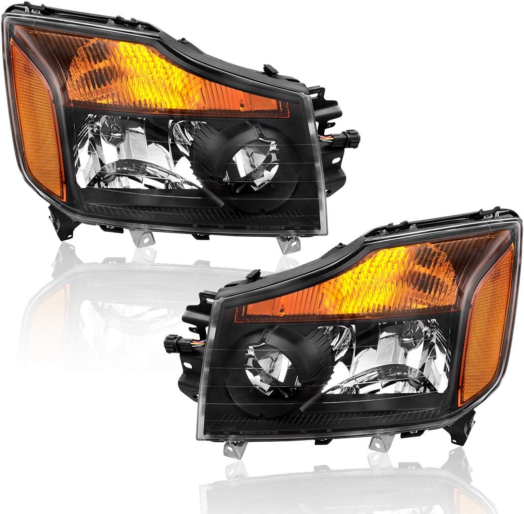 Headlight Assembly Black Housing with Amber Reflector J83845