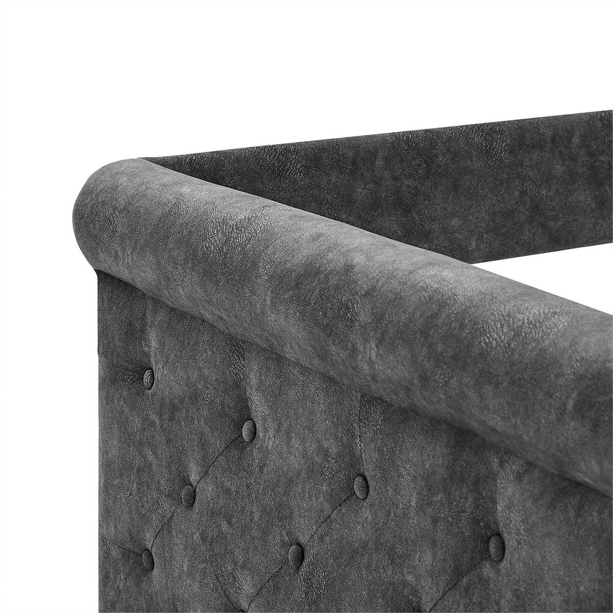 Gray Upholstered Tufted Sofa Bed With Rollers K980