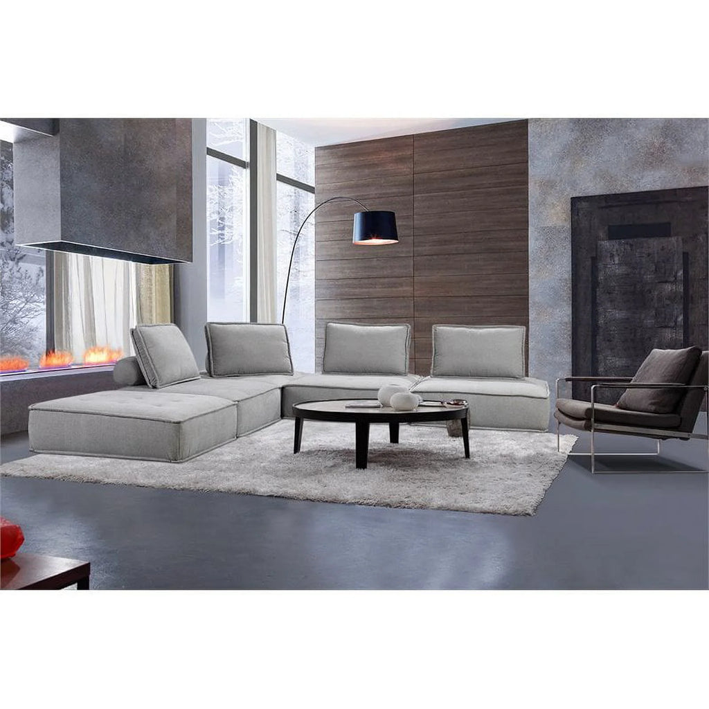 5-Piece Modern Fabric Modular Sectional Sofa in Gray P21635