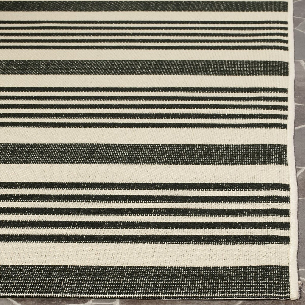 Black/Bone Striped Square Indoor/Outdoor Area Rug C77500