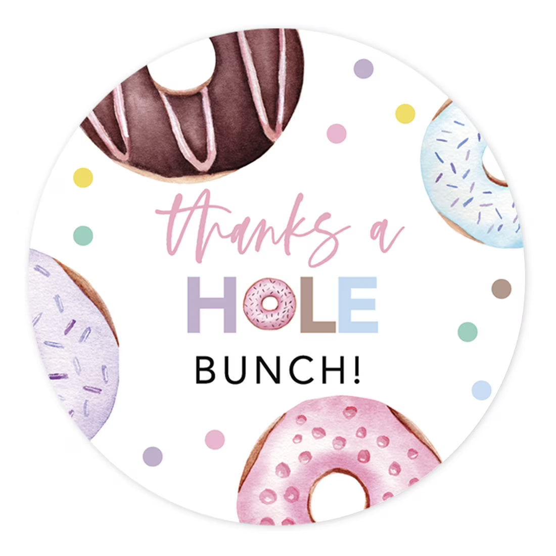 80-Pk 2-Inch Round Donut Birthday Stickers V61466