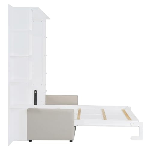 Queen Size Gray Murphy Bed with Sofa Cushion Y857752