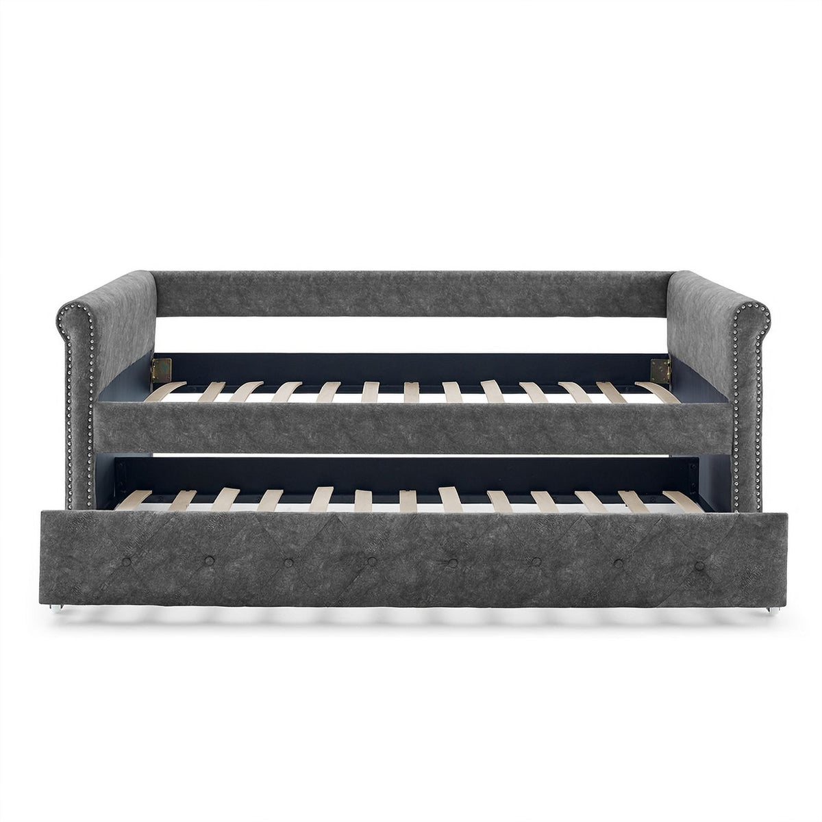 Gray Upholstered Tufted Sofa Bed With Rollers K980