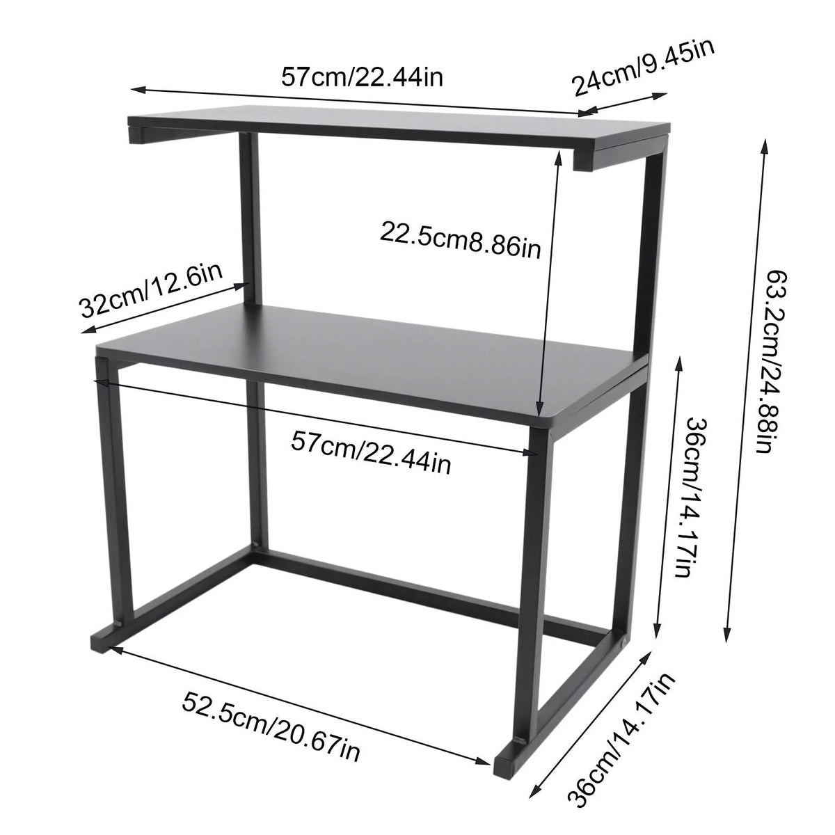 Black 3-Tier Printer Stand Storage Shelves B572