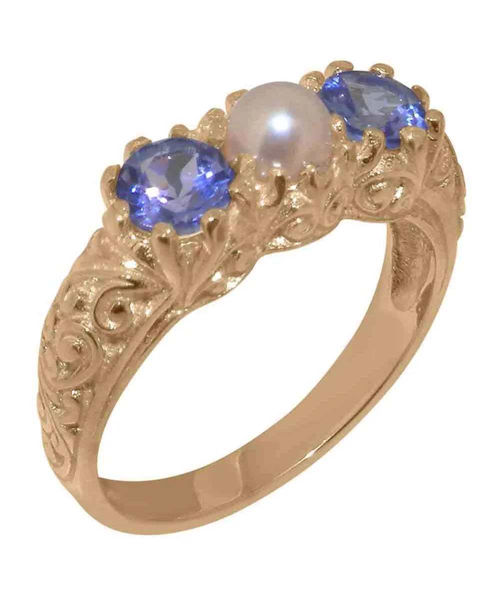 10k Rose Gold Cultured Pearl Tanzanite Ring M3830