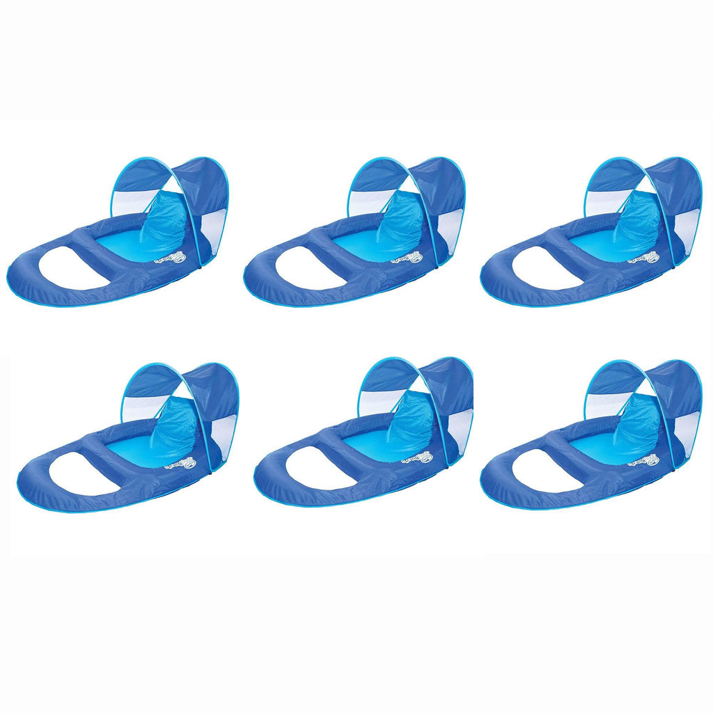 Blue 6 Pack Pool Lounge Chair with Sun Canopy A49846