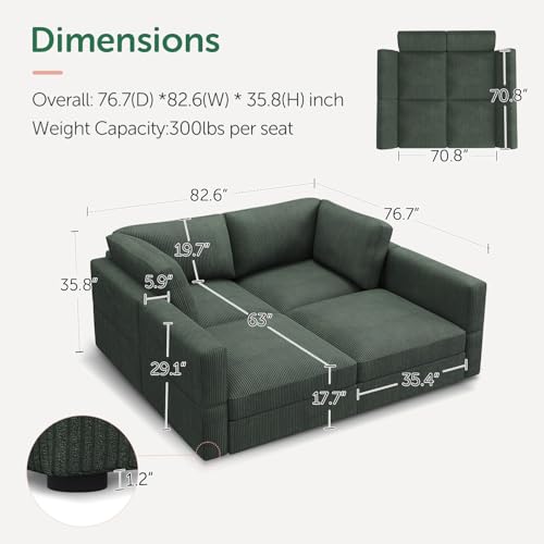 Beige Corduroy Modular Sectional Sofa with Storage X22288