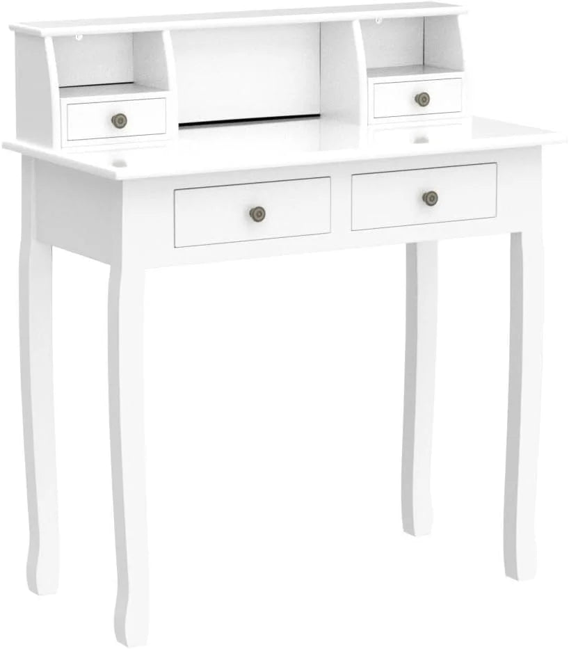 White 32 Inch Writing Desk with Storage Drawers S338508