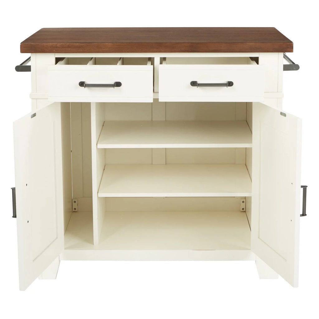 Black Kitchen Island with Vintage Oak Top Y5613