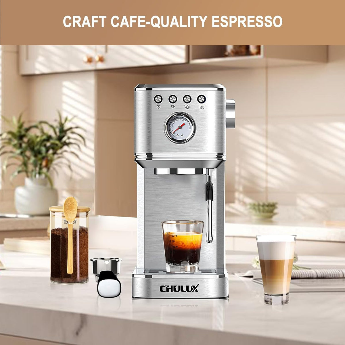 20 Bar Semi Automatic Stainless Steel Espresso Machine R3156