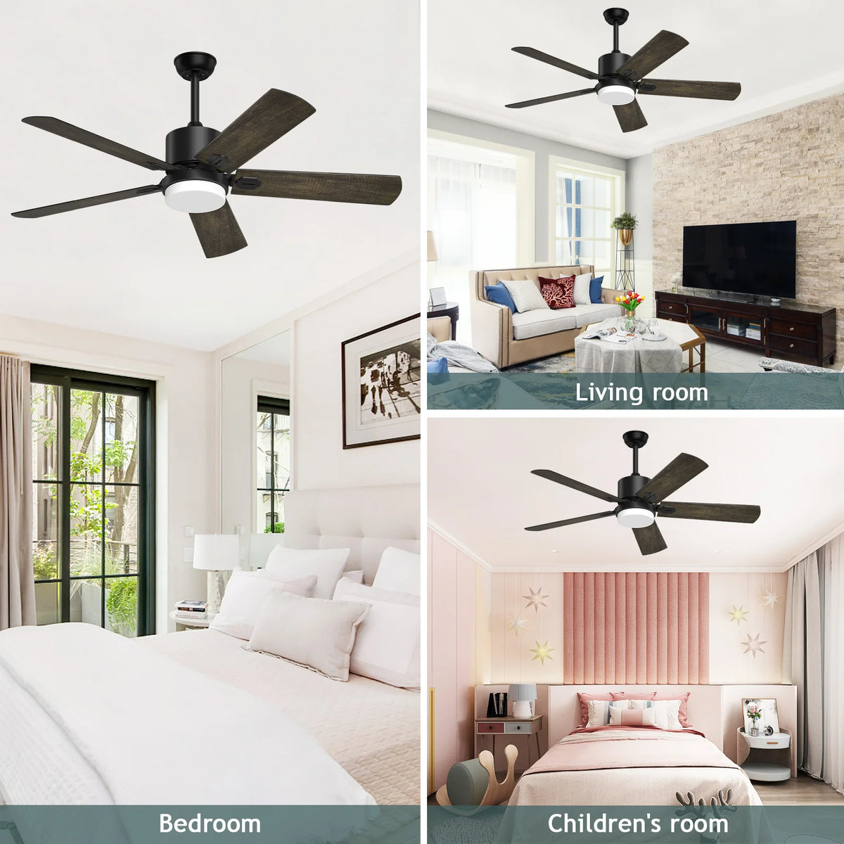 Ceiling Fan with Light and Remote Control, 52 '' 6-Speed Reversible 5 Wood Blades O606