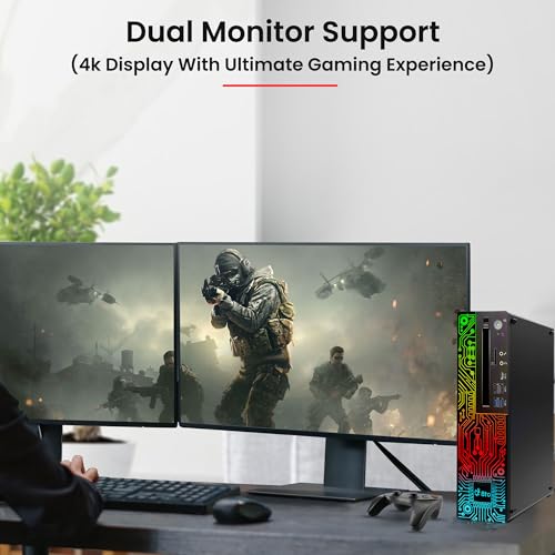 RGB Gaming Desktop PC Intel i5 8th Gen 16GB Ram 512GB SSD NVIDIA GeForce GT 1030 DDR5 24 inch Monitor WiFi Windows 11 Pro Renewed Y923597
