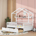 White Twin Size Wooden House Bed with 2 Drawers G903823