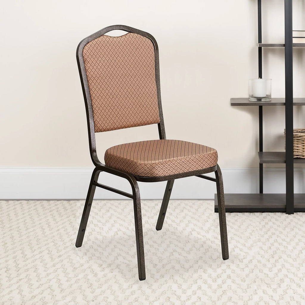 4 Pack Gold Diamond Patterned Fabric Stacking Banquet Chair C398