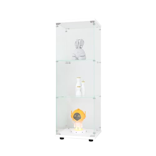 White 3 Shelves Glass Display Cabinet D7644