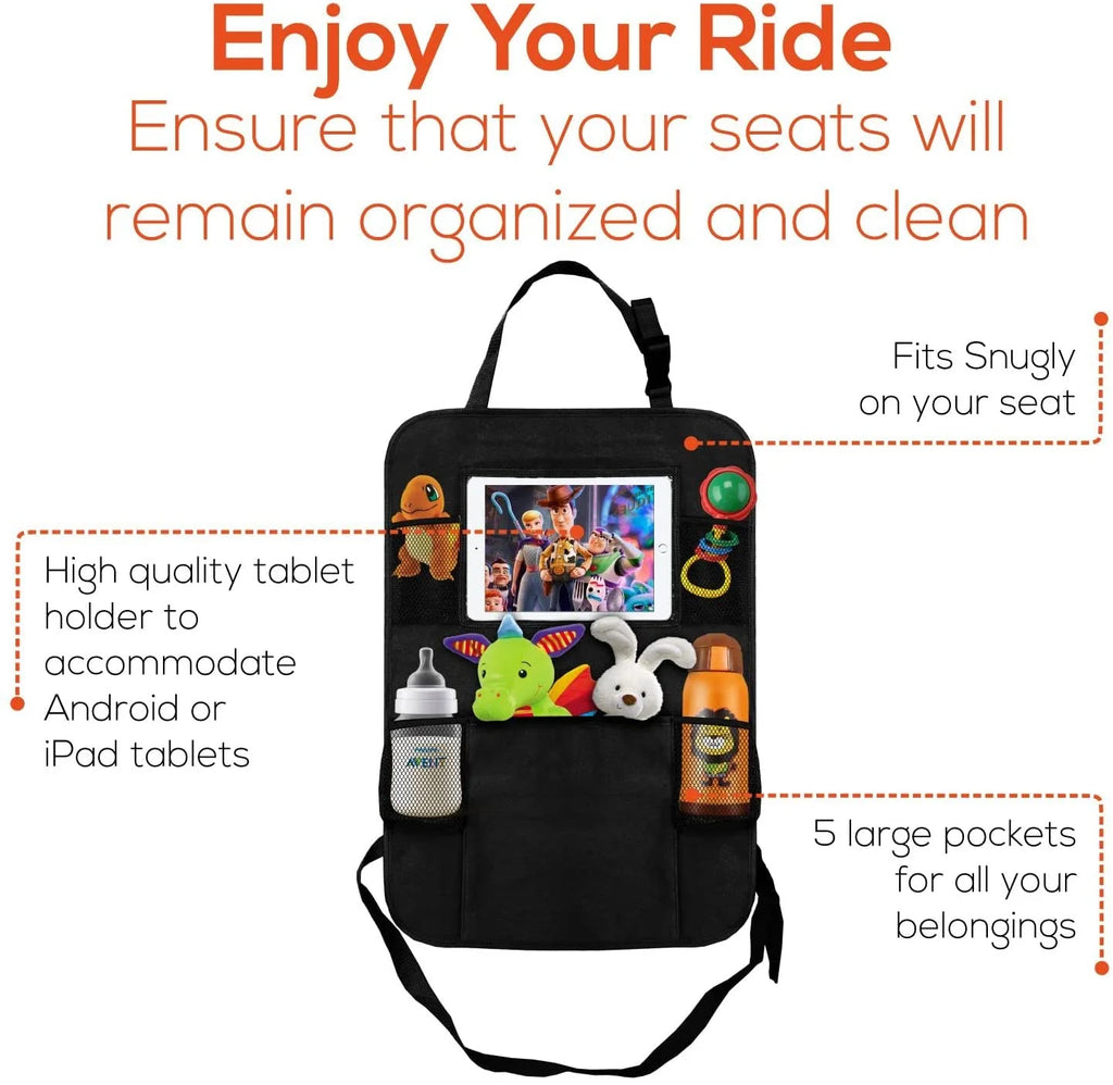 Black 2 Pack X-Large Backseat Car Organizer with 5 Pockets B558